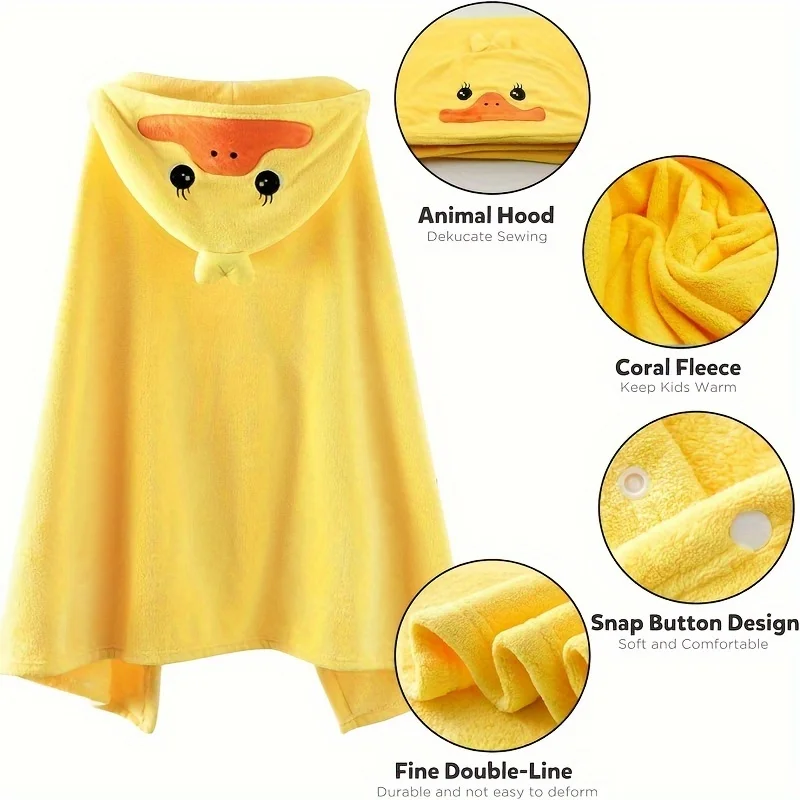 Cozy Hooded Cartoon Duck Bath Towel