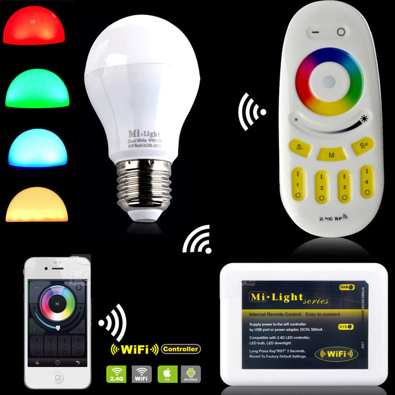 Milight 2.4G wireless E27 6W RGBW LED spotlight Dimmable Bulb...