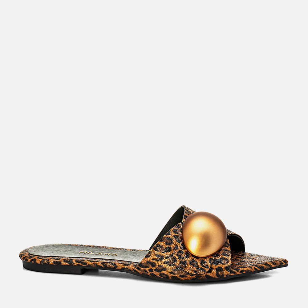 Rasteiras-flats Feminino Milano Onça 14057