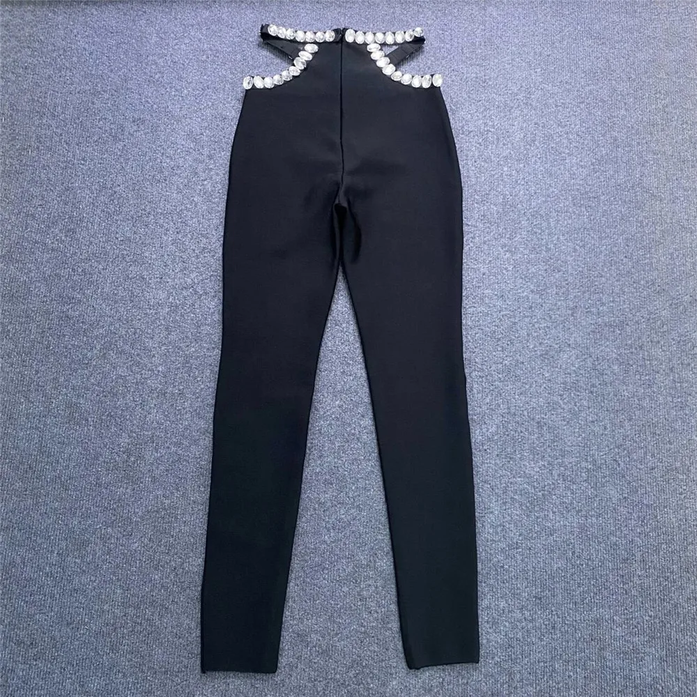 New cross cut hollow low waist bandage leggings elastic casual pants for women calça feminina