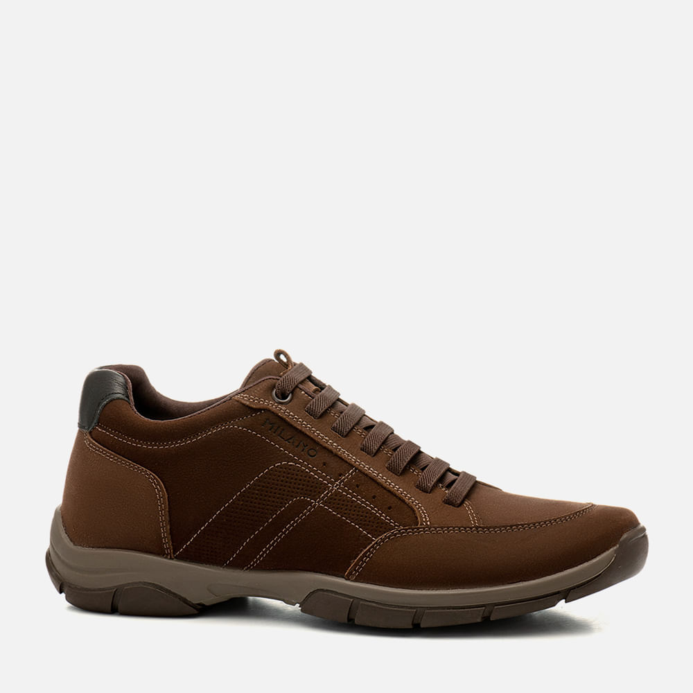 Sapatênis Feito em Couro Elevação Aumenta Altura Fique + Alto 4cm Elevel Calce Elástico Masculino Milano Cafe/preto 14633