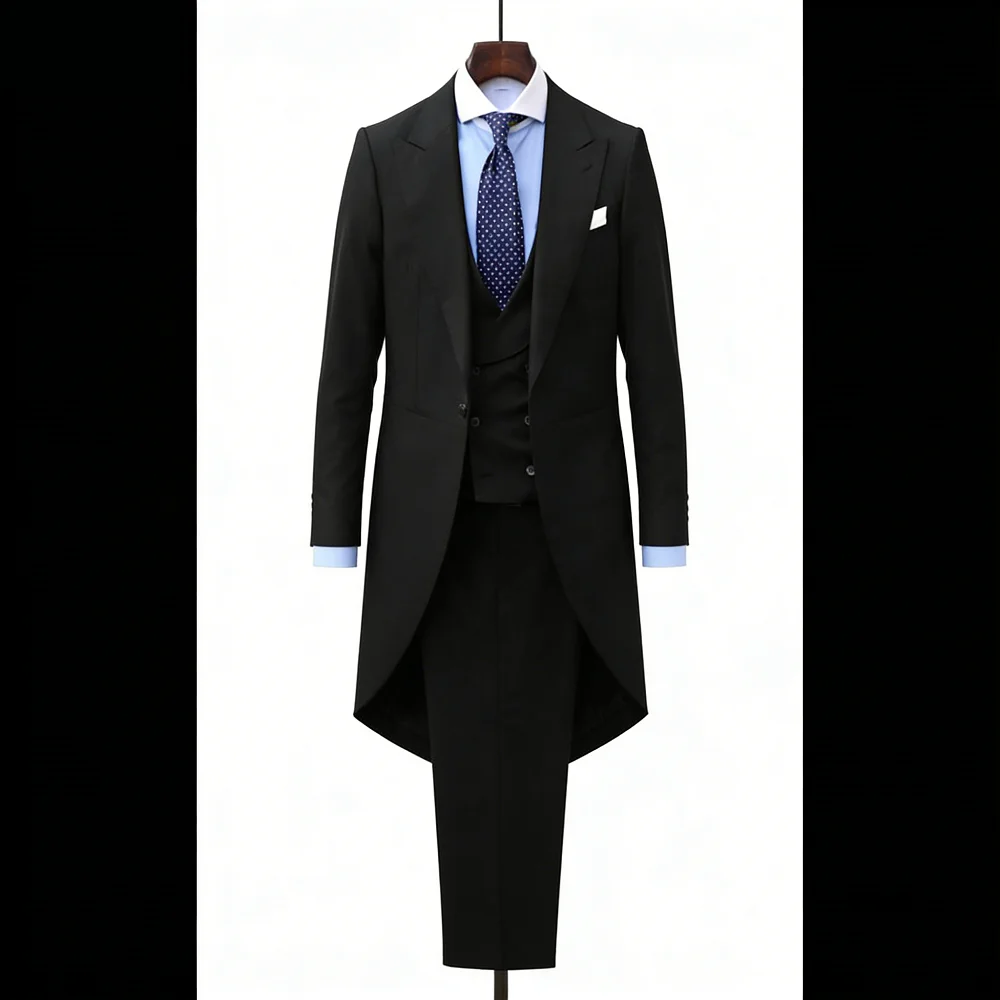 Casaco longo formal de 3 peças para casamento, ternos masculinos sólidos, snoking para baile de formatura, conjunto de roupas fa