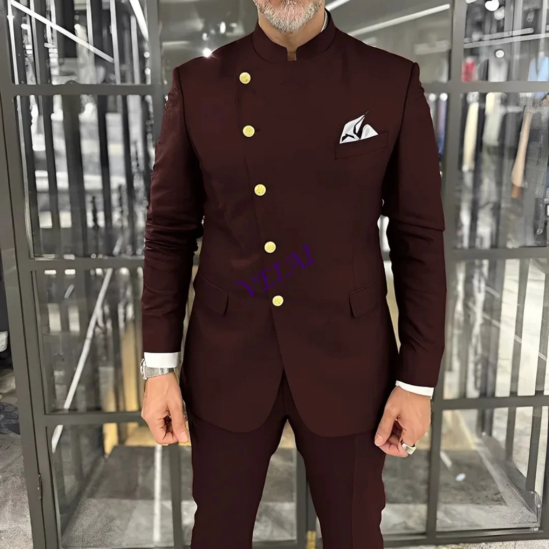 Ternos masculinos de peito único, 2 peças, gola slim fit, jaqueta, calças, conjunto formal, casamento, smoking, noivo, ternos ma