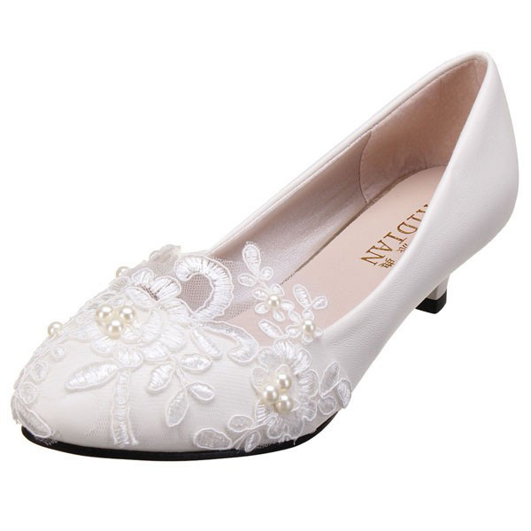 Ladies Lovely Pearl Flower Wedding Lace Platfrom Bridal Bridesmaid Flat...