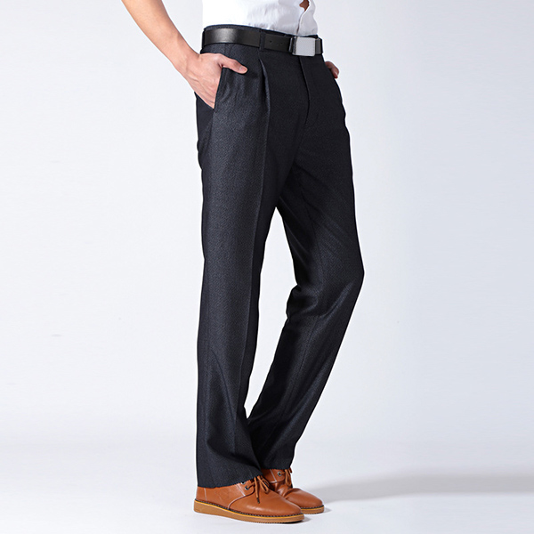 Mens Dress Pants Fashion Casual Suit Pants Pure Color Thin Straight Trousers